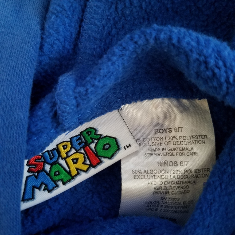 Super Mario Brothers Pullover Hoodie size Small 6-7 Child Sweatshirt Blue Bin6 - Picture 11 of 13